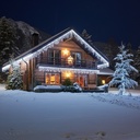 9553 - EXTENSION - Rideau long 60 LEDS (Flash) - Larg. 0,75m x Ht 200cm - Fil Noir - Blanc Froid 6500°K