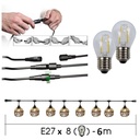 8606-G33-60L-P - Guirlande 6m 8xE27 Rattan Ball + prise