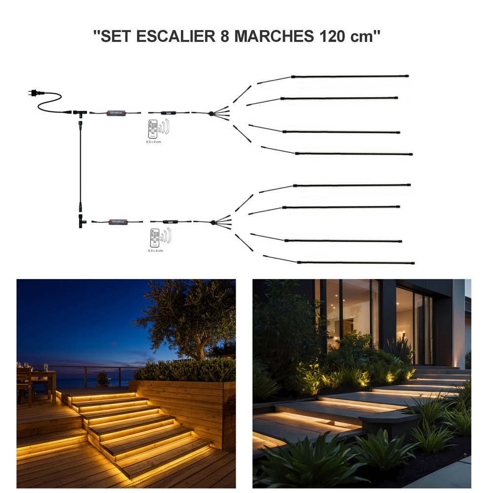 Kit Escalier 8 Bandeau Lumineux Silicone 1,2m