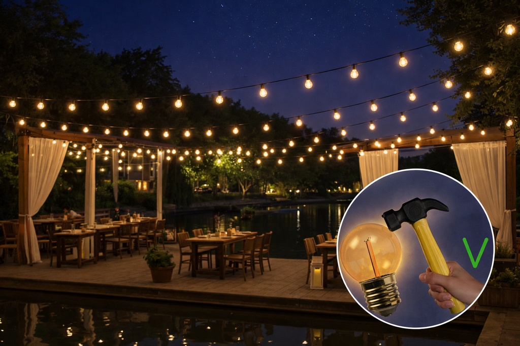 Guirlande 6m TEMPEST (Ampoules Incassables) 12xE27/G45 LED 1W - 1700K