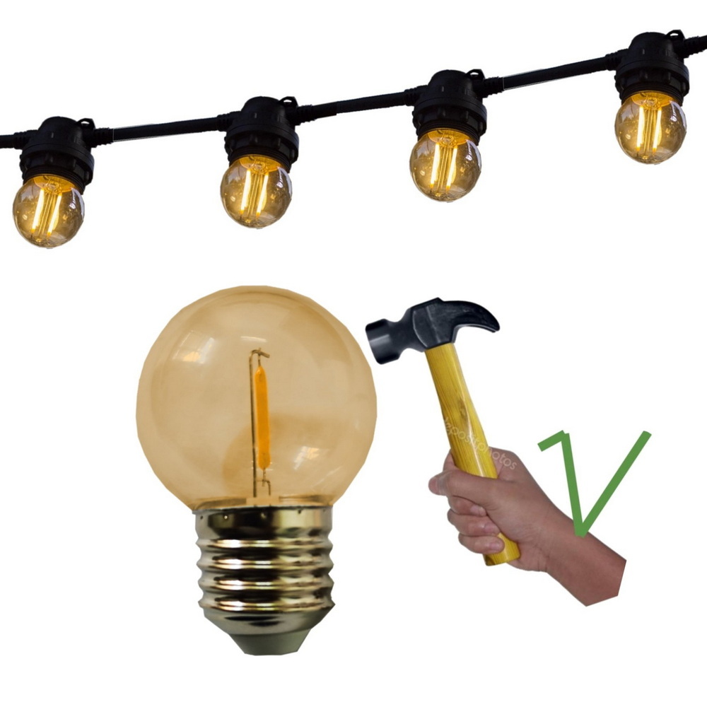 Guirlande 24m TEMPEST (Ampoules Incassables) 48xE27/G45 LED 1W - 1700K