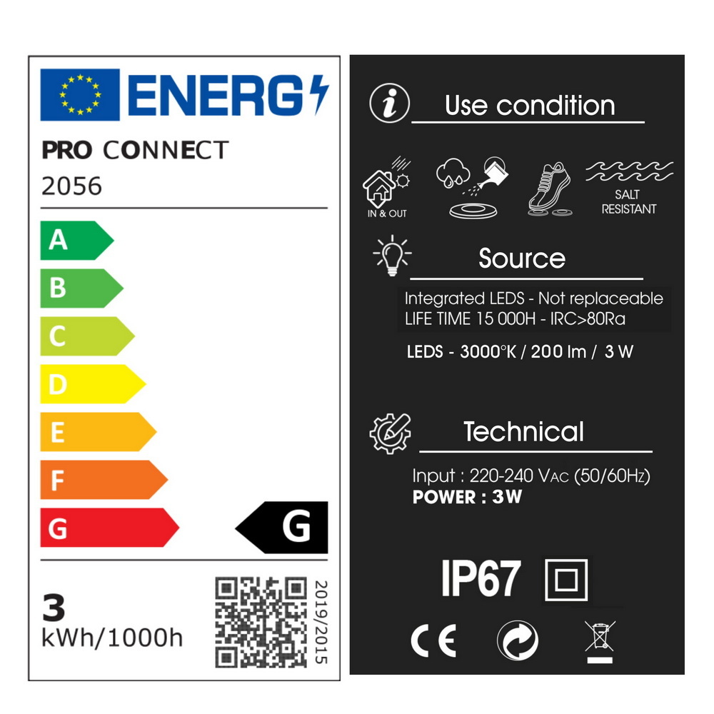 2056 - Spot encastré bois Ø9,5cm 3000°K