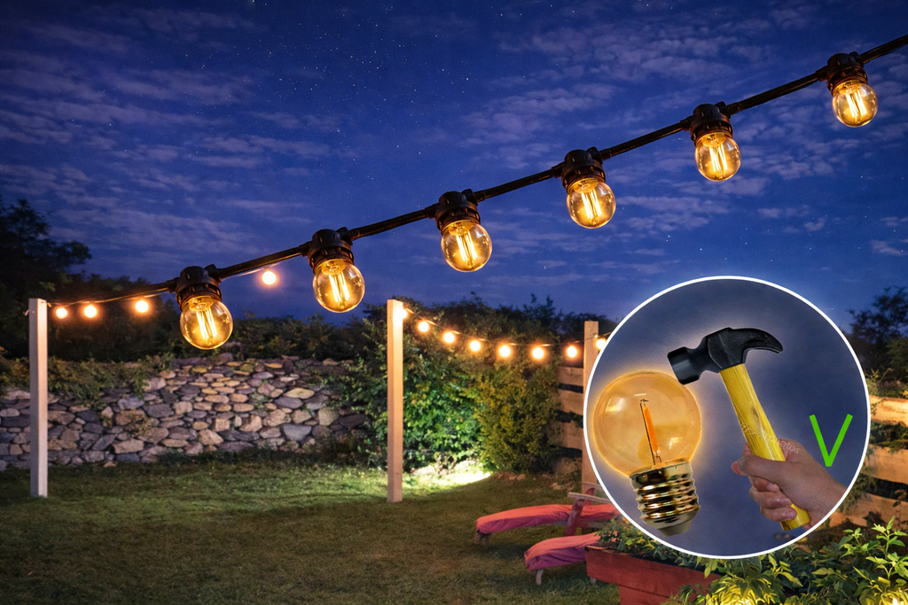 Guirlande 1,5m TEMPEST (Ampoules Incassables) 3xE27/G45 LED 1W - 1700K