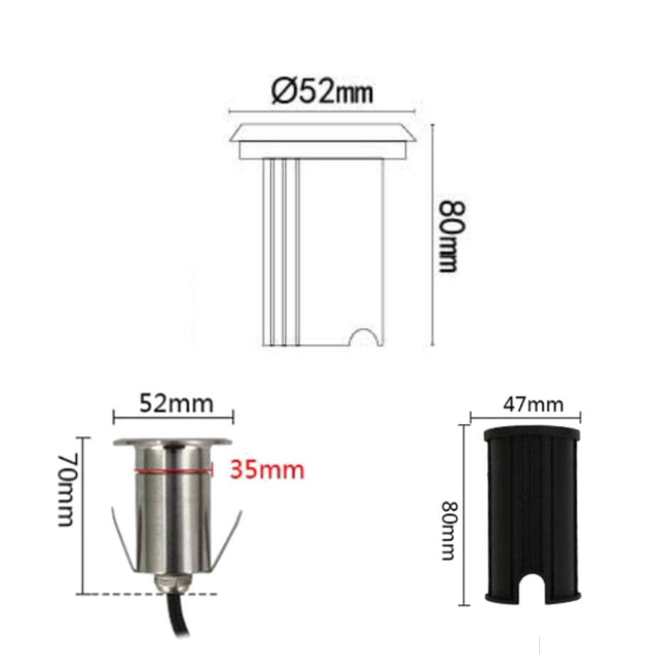 2646-D402 - Encastré béton Ø 52mm 3W 3000°K - Top INOX 2 fenêtres