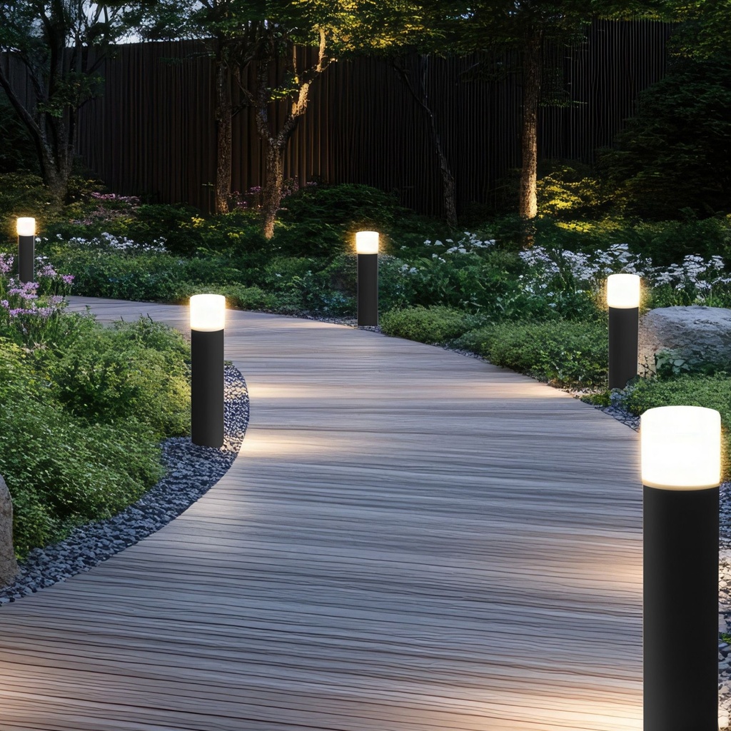 4235 - Borne Noire Ø 11,4cm + Piquet Ht 80cm