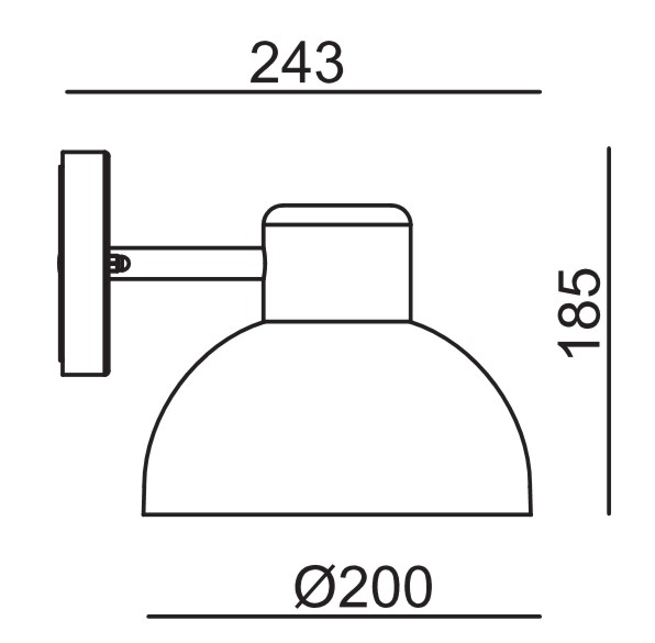 4750 - Applique murale HEMISPHERE Noire - Ø 20 cm