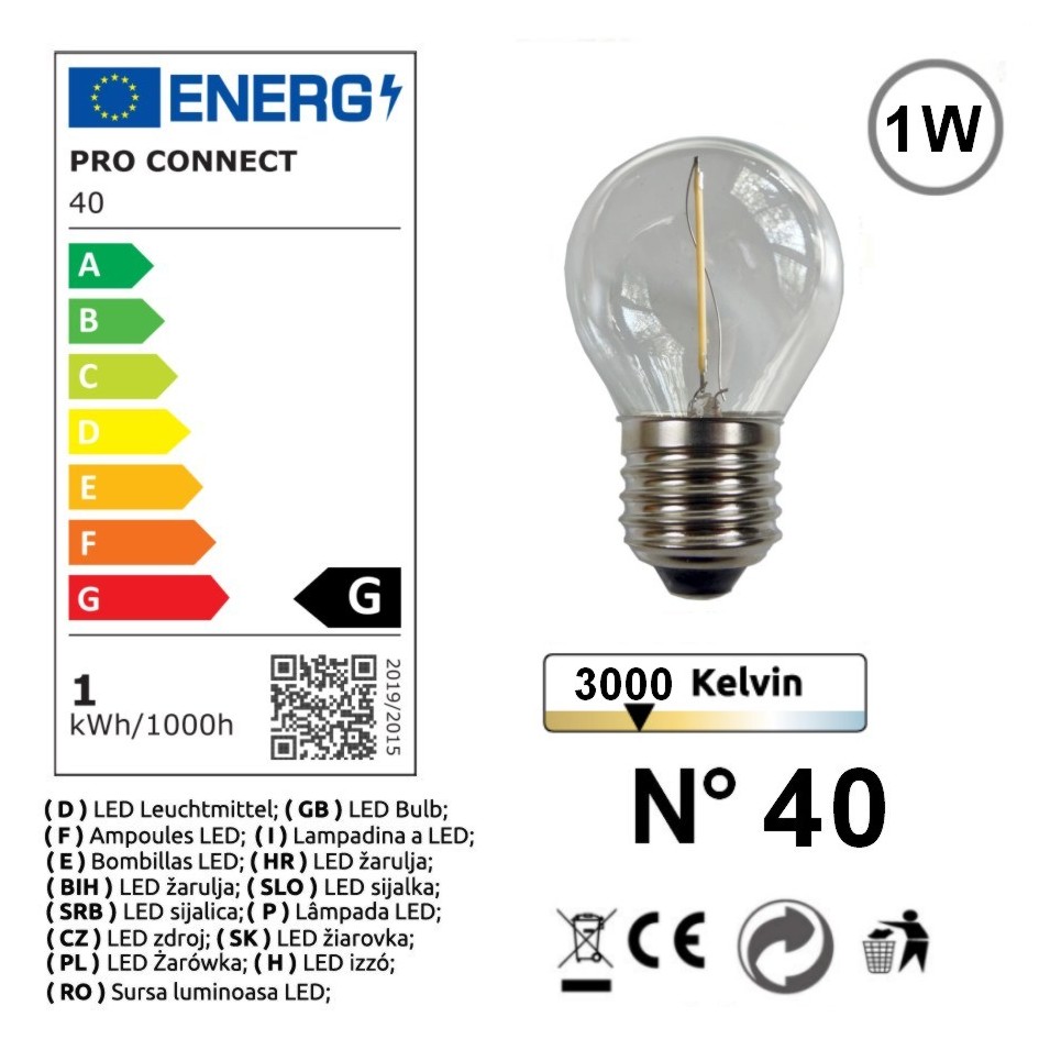 8502-G40 - Guirl. 1,5m 3xE27/G45 Fil 3000K