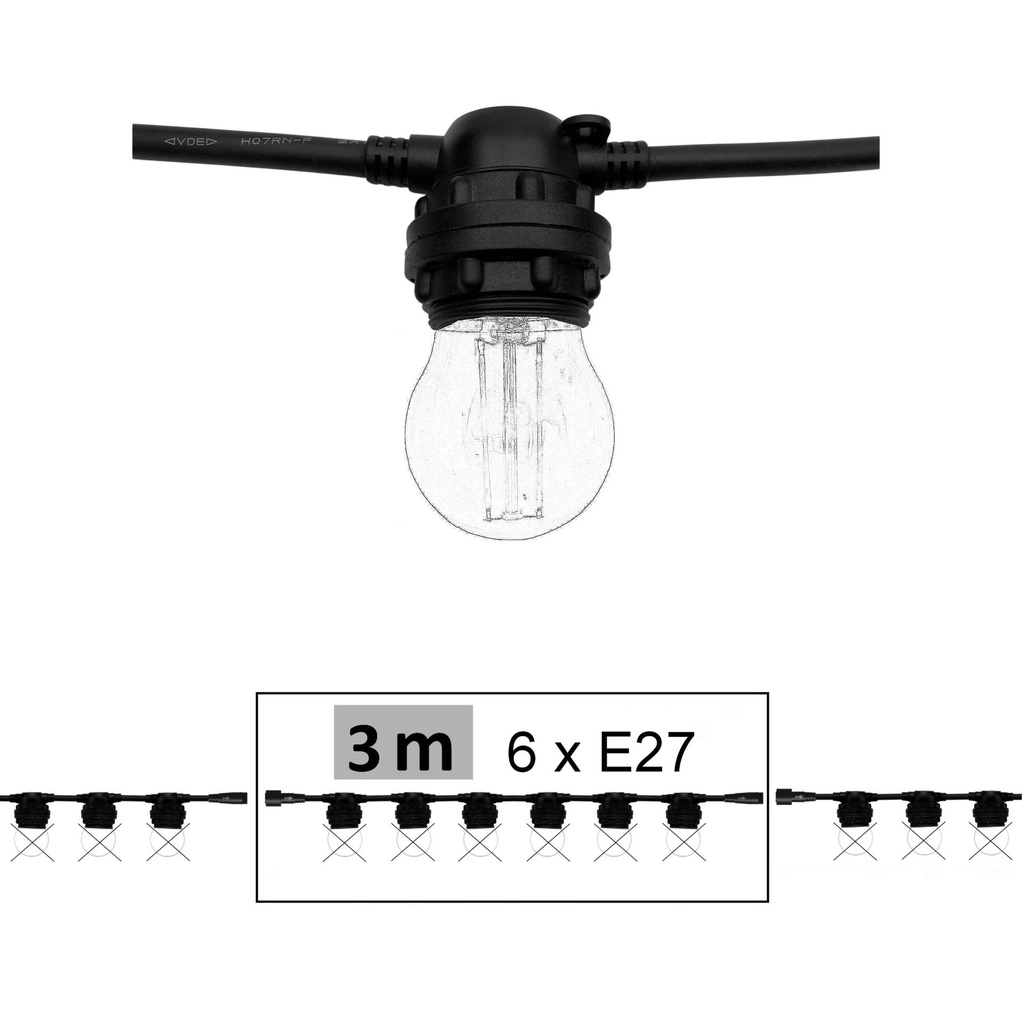 8503-G11 - Guirl. TEMPEST 3m 6xE27/G45 Fil 1700K