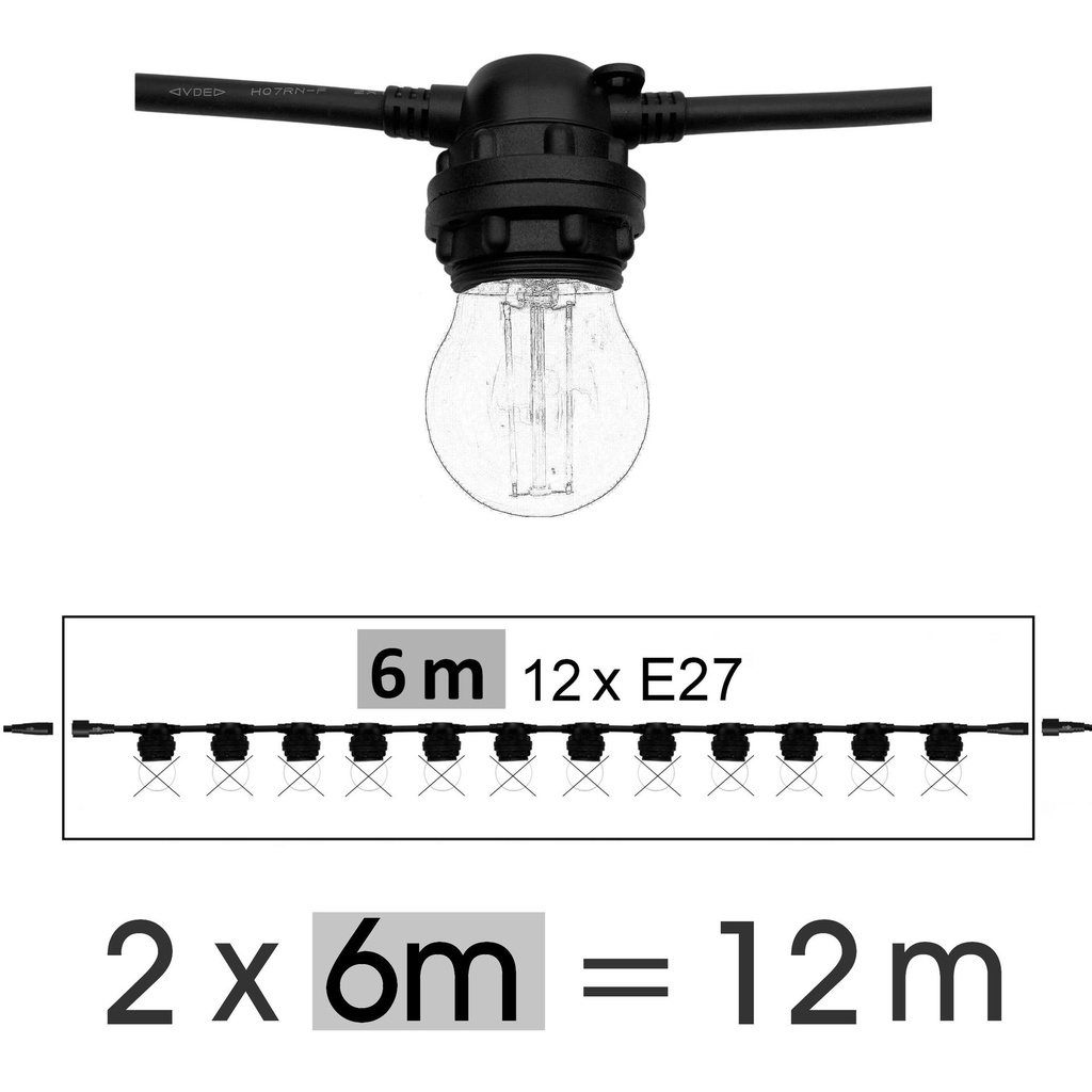 8512-G11 - Guirl. TEMPEST 12m 24xE27/G45 Fil 1700K