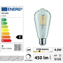 C723 - E27/ST64 - 4,5W - 450 lm - Dim. -2700°K - Clear