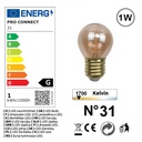 G31 - Amp. E27/G45 Fil. LED 1W 1700K - Antic