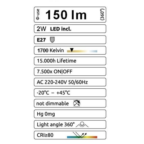 G34 - Amp. E27/A60 2W 1700K - Antic
