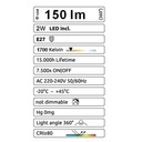 G34 - Amp. E27/A60 2W 1700K - Antic