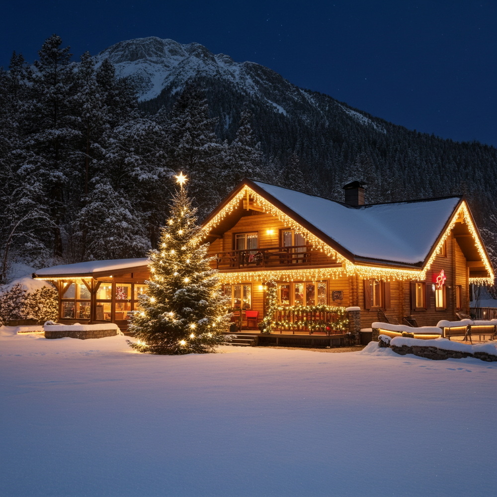 9550 - EXTENSION - Rideau long 60 LEDS (fixe) - Larg. 0,75m x Ht 200cm - Fil Noir - Blanc Chaud 2200°K