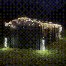 9572 - EXTENSION - Water Fall 120 LEDS (Progressif) - Ht. 1,80 m x 20 cm -  Fil Noir - Blanc Chaud 4000°K