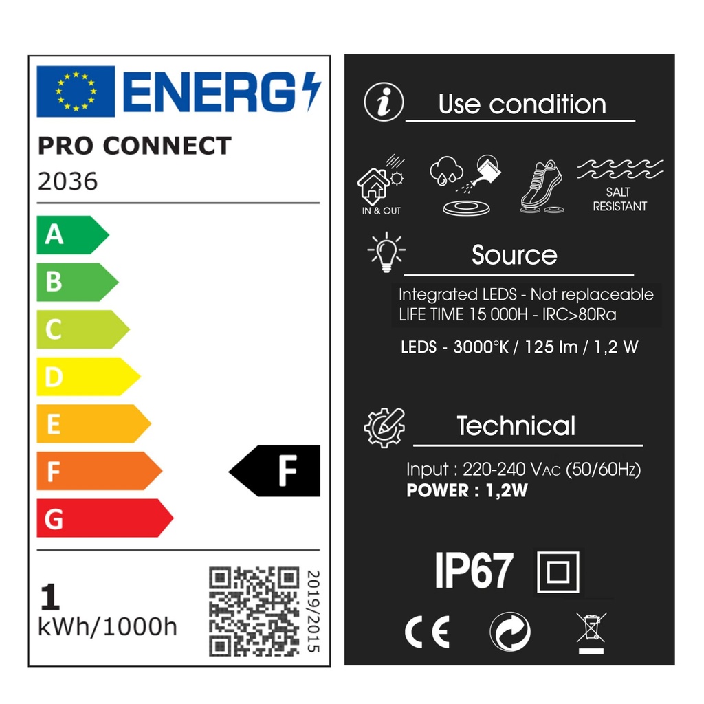 2036 - 3 Spots encastrés pour bois Ø6cm - 3000°K