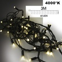 9542 - EXTENSION - Frange courte 60 LEDS (Flash) - L 3 m x H 40 cm -  Fil Noir - Blanc Chaud 4000°K