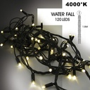 EXTENSION - Water Fall 120 LEDS (Progressif) - Ht. 1,80 m x 20 cm -  Fil Noir - Blanc Chaud 4000°K