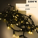 9520 - EXTENSION - Guirlande 60 LEDS (Fixe) - 6 m - Fil Noir - Blanc Chaud 2200°k