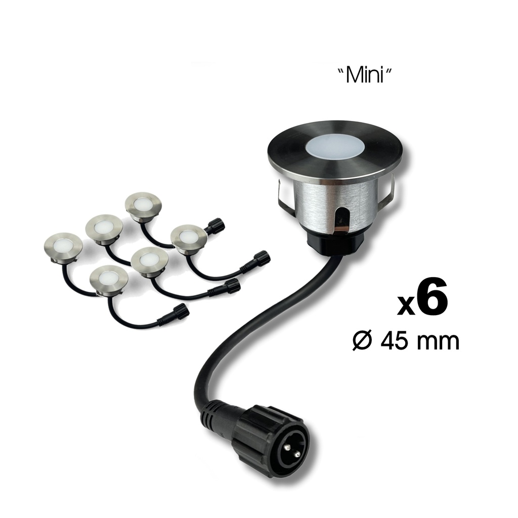 6 Spots encastrés pour bois Ø4.5cm - 3000°K