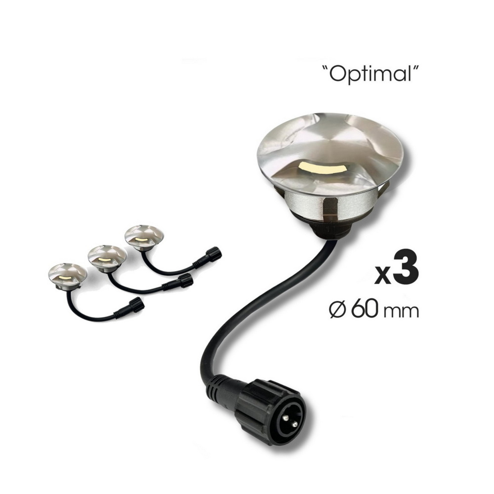 3 Spots encastrés bois Ø6cm - Diffuseur 3 fenêtres