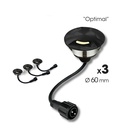 2036-D313 - 3 focos de madeira embutidos Ø6cm pretos - 3 janelas