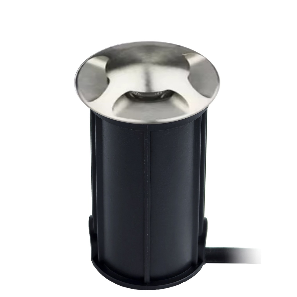 2646-D404 - Concrete recessed light Ø 52mm 3W 3000°K - Top INOX 4 windows