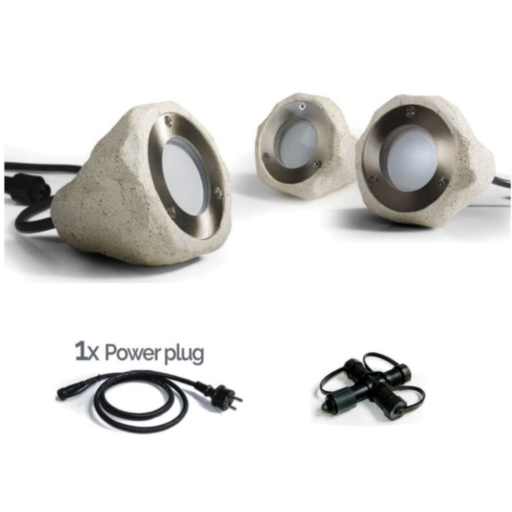 3216-Set - Conjunto de 3 Focos de Resina Efeito Pedra 2W