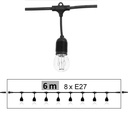 Guirlande BISTRO 6,0 m - 8xE27, Raccordable jusqu'à 300m (Vendu sans ampoules)