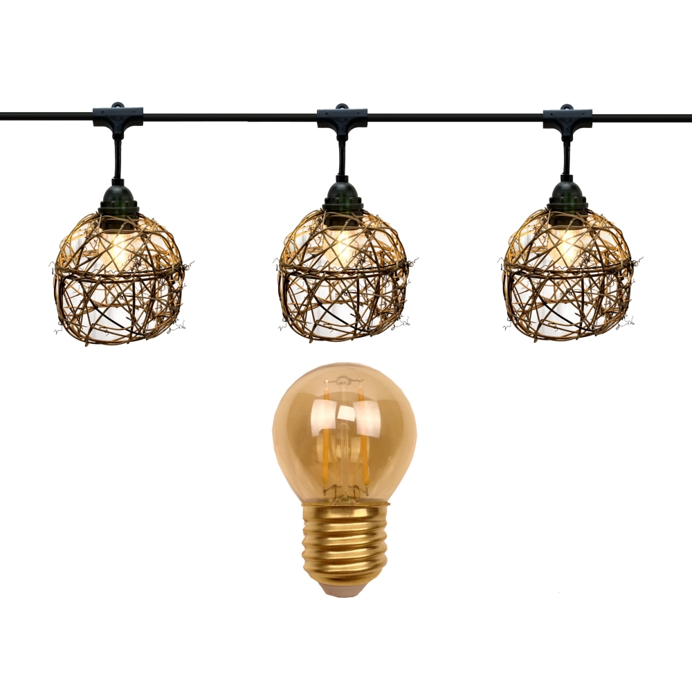 Guirlande 6m ROTIN NATUREL (Ampoules Antic) 8xE27 LED 2W -1700K + prise (copie)