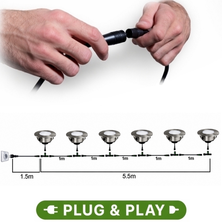 Kit of 6 recessed spotlights for wood Ø6cm - 3000°K + Accessories