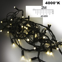 [9532] EXTENSION - Stalactite 60 LEDS (Flash) - L 2 m x H 55 cm -  Fil Noir - Blanc Chaud 4000°K