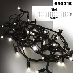 [9543] 9543 - EXTENSION - Frange courte 60 LEDS (Flash) - L 3 m x H 40 cm -  Fil Noir - Blanc Froid 6500°K