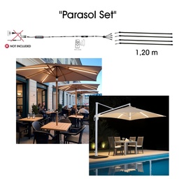 [1014] 1014 - Kit Parasol : 4 Bandeau Lumineux Silicone -1cm x 1,2 m + Telc.