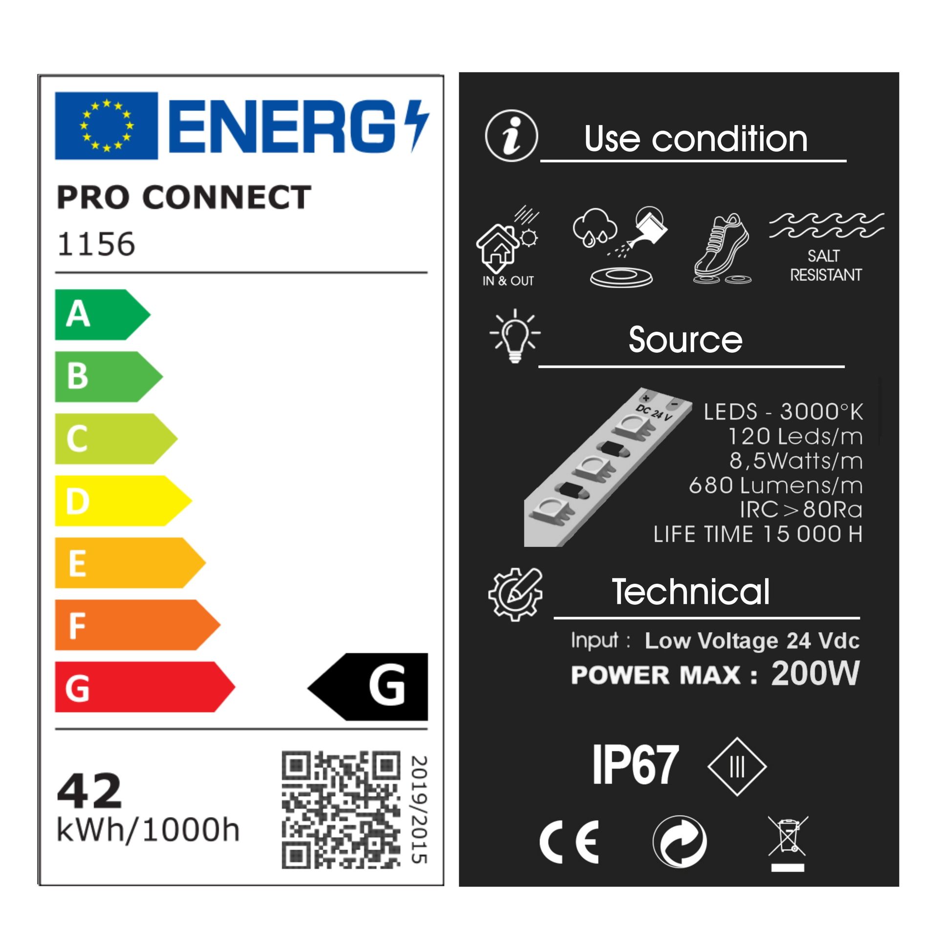 [1156] 1156 - Ext. Bandeau Lumineux Silicone - 1cm x 5 m - 3000°K