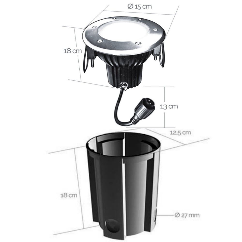 [2586] 2586 - Encastré béton Ø16cm MR30 10W