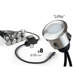 [2016] 2016 - Kit 8 mini recessed wooden spotlights Ø3.5cm + Trsf 12V