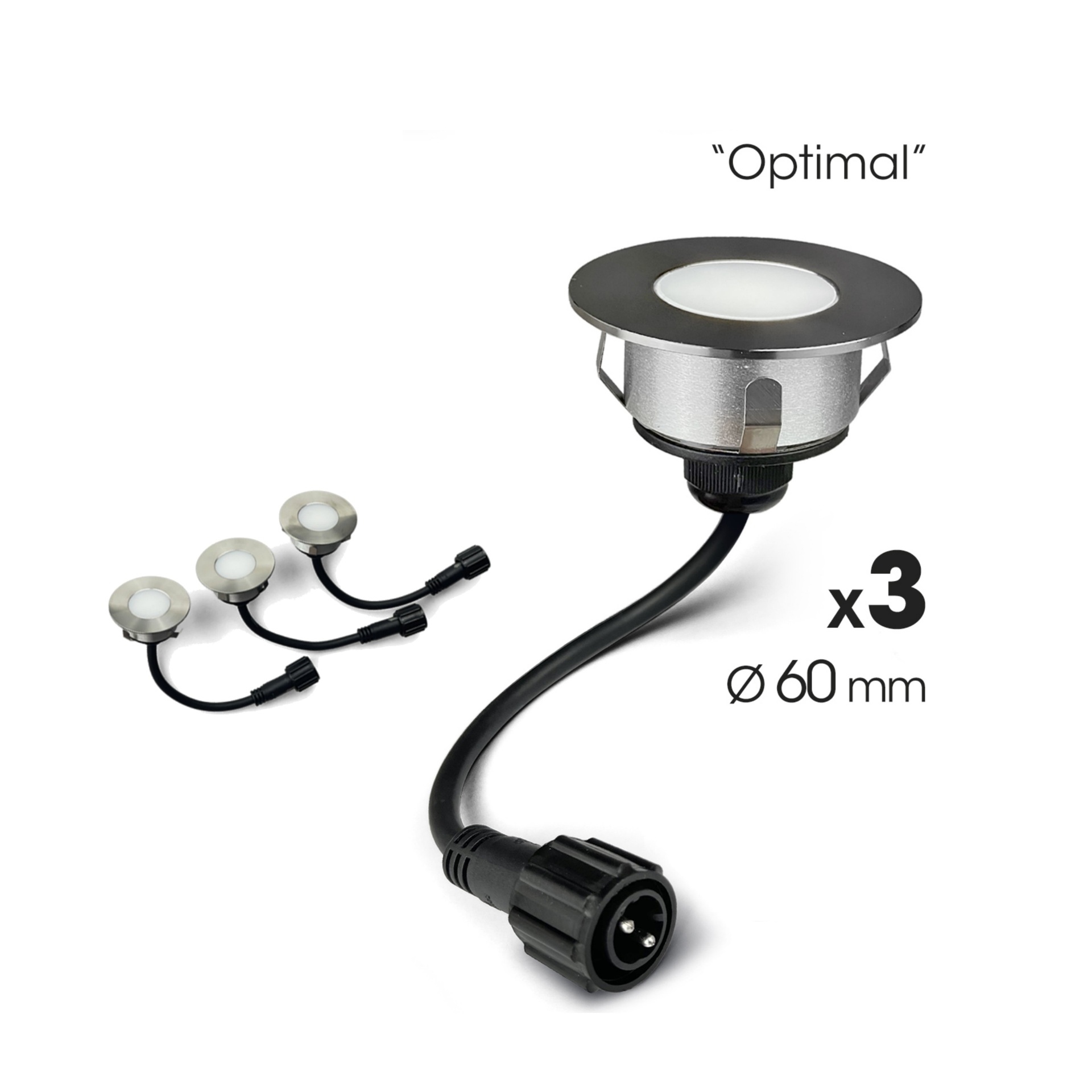 [2036] 2036 - 3 encastrés bois Ø6cm Blanc Ch