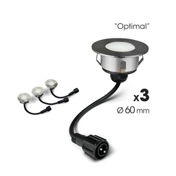 [2036] 2036 - 3 encastrés bois Ø6cm Blanc Ch