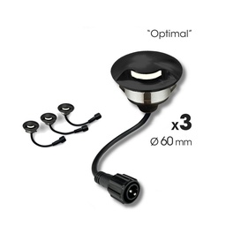 [2036-D311] 2036-D311 - 3 focos empotrables de madera Ø6cm negro - 1 ventana