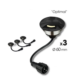 [2036-D313] 2036-D313 - 3 inbouwspots hout Ø6cm zwart - 3 ramen