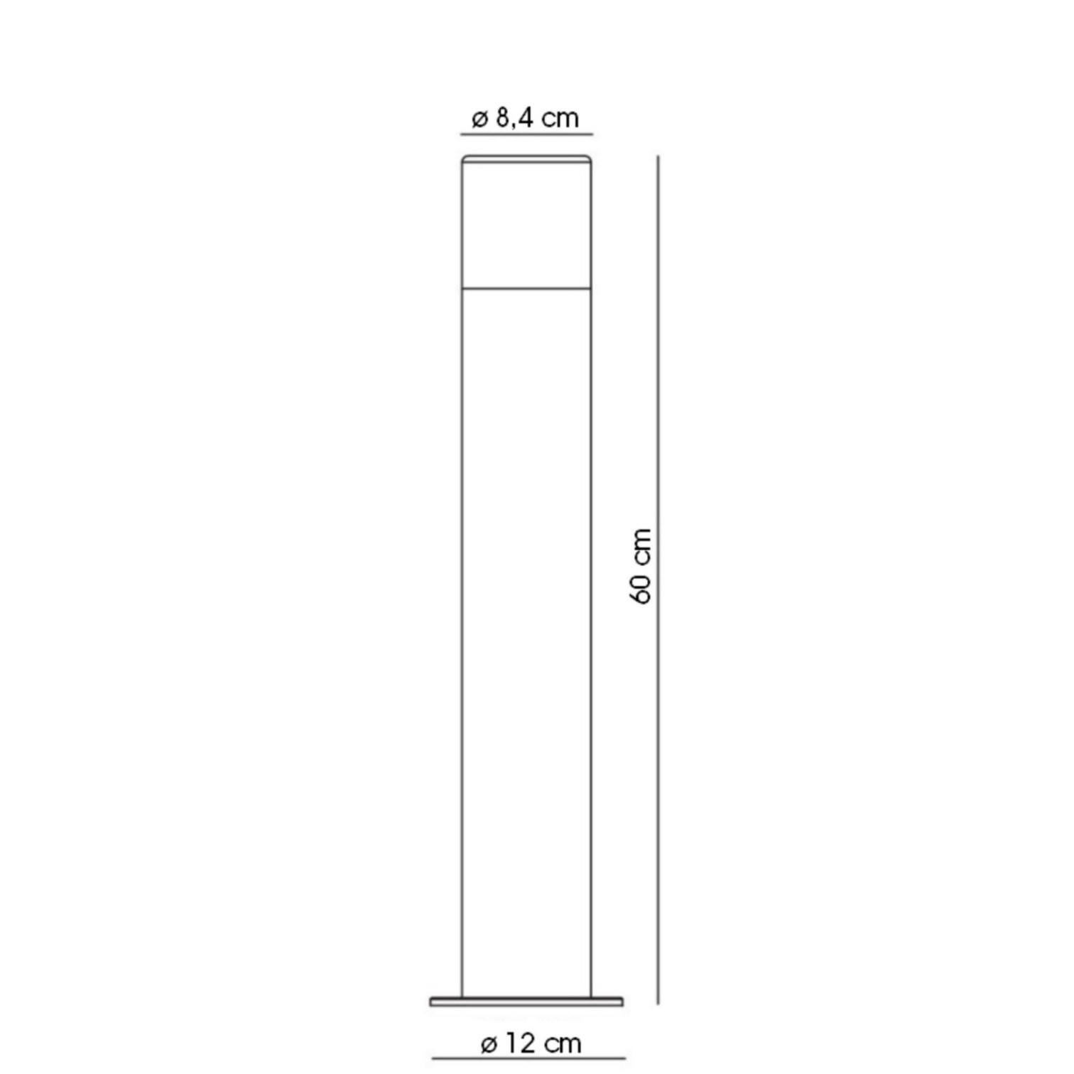 [4224] 4224 - Borne Noire ZEN, Ø 7,6cm + Piquet Ht 60cm