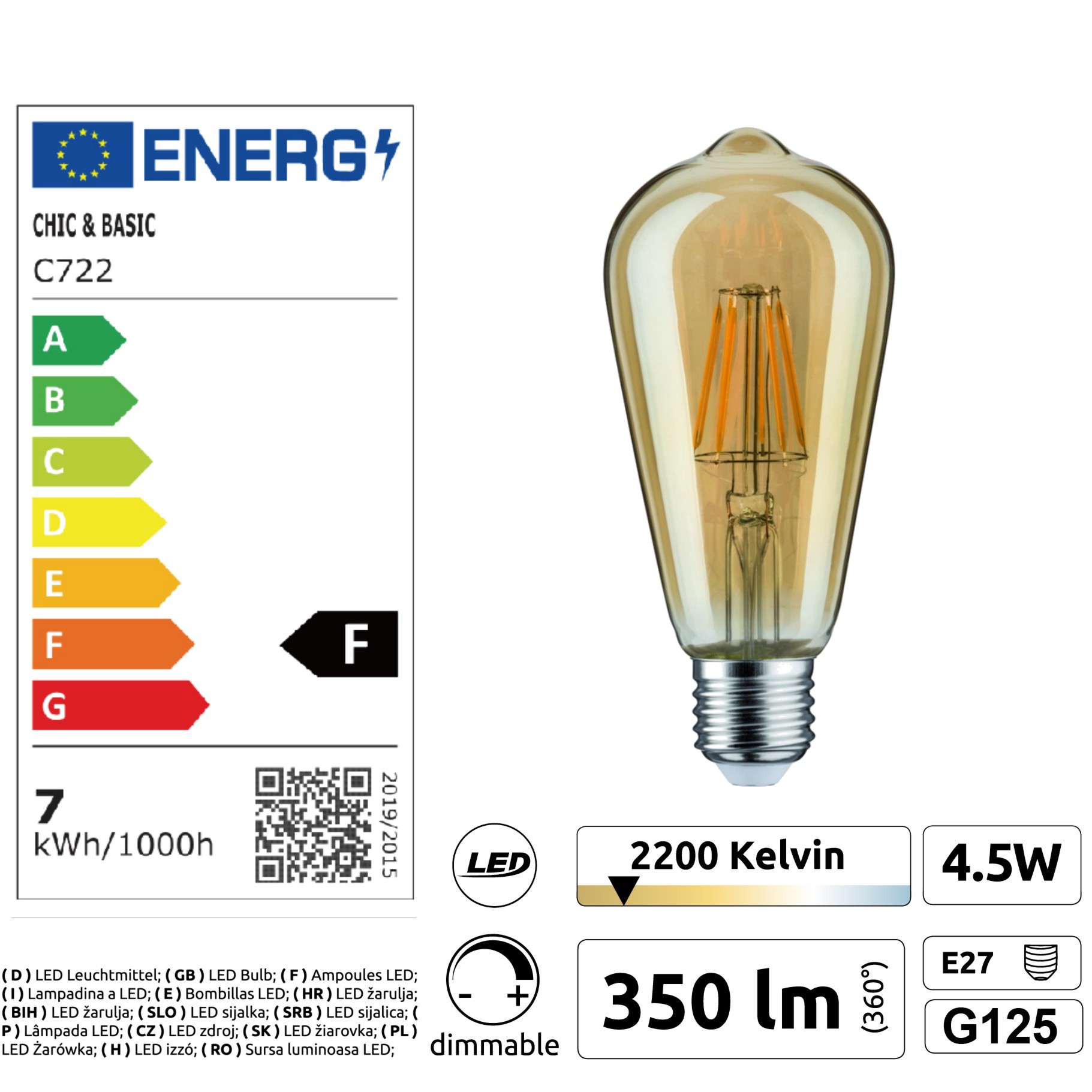 [8506-G46] 8506-G46 - Guirl 6m 12xE27/ST64 Fil 2200K