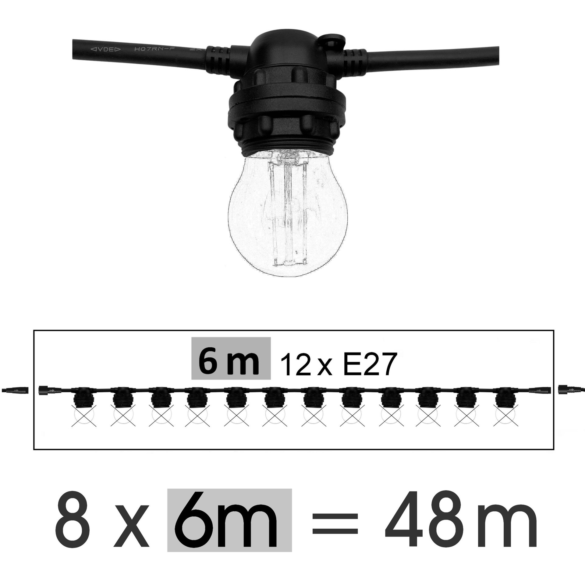 [8548-G46] 8548-G46 - Guirl 48m 96xE27/ST64 Fil 2200K