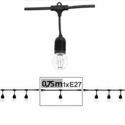 [G601] Guirlande BISTRO 0,75 m - 1xE27, Raccordable jusqu'à 300m (Vendu sans ampoules)