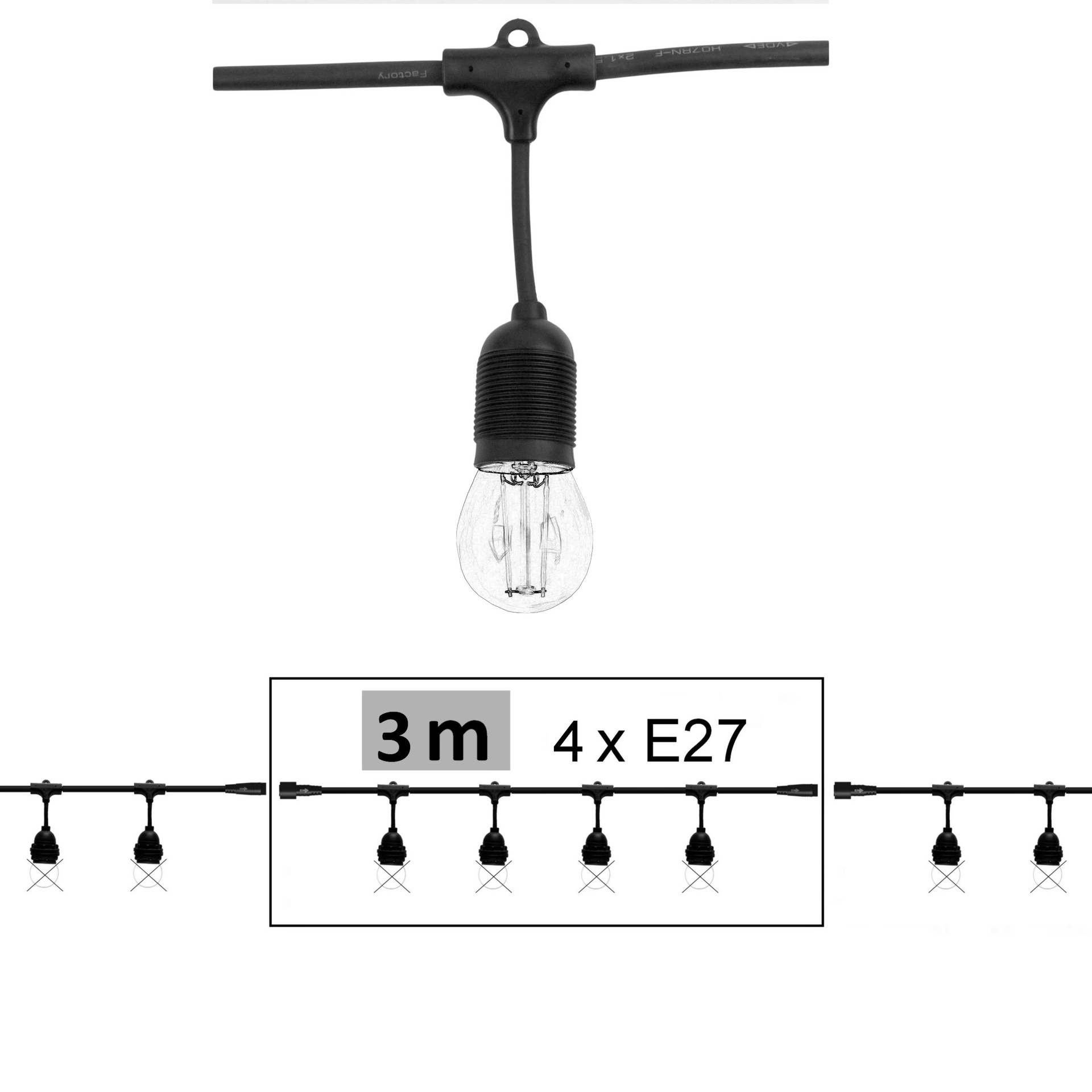 [G603] G603 - EXTENSION - Guirlande BISTRO 3m 4xE27