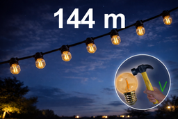 [8598-G11] Guirlande 144m TEMPEST (Ampoules Incassables) 288xE27/G45 LED 1W - 1700K