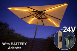 [1014B] Kit di illuminazione PRO per ombrellone con batterie: 4 strisce LED da 1,1 m (4x750 lumen)
